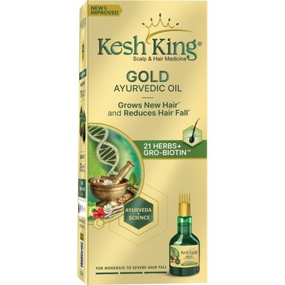 Kesh King Gold Ayurvedic Hair Oil with 21 Herbs and Gro-Biotin, 100ml Helps Grow