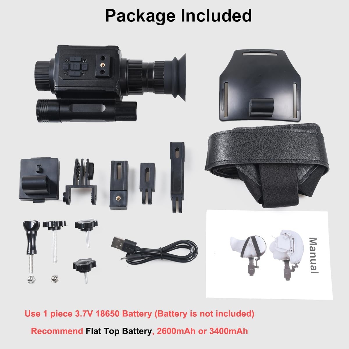 Night Vision Goggles Head or Helmet Mounted Monocular - 1080P HD Photo and Vi...