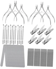  6 Manicure Set 12 in 1 Nail Pedicure Care Kit, 100/180 Nail Files, Buffer 