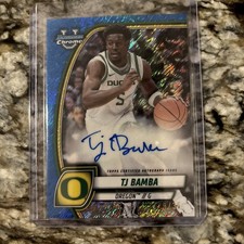 TJ BAMBA 2024-25 Bowman University Chrome Prospect Blue Shimmer Auto #/35 Ducks