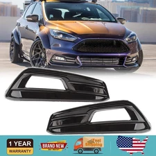 Pair For 2015-2018 Ford Focus ST Black Front Fog Light Lamp Cover Molding Trim