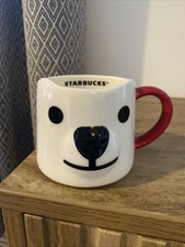 Starbucks 2017 Christmas Polar Bear face ceramic coffee mug 10oz 8cm