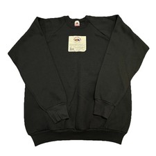 NWT VTG 80'S FRUIT OF THE LOOM FOTL BLACK CREWNECK SWEATSHIRT XL USA MADE NEW