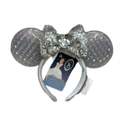 Disney Cinderella 75th anniversary Silver Sequin Minnie Mouse Ears Headband. New New Cinderella 75th Anniversary Minnie Ear Headband Arrives  main image 4
