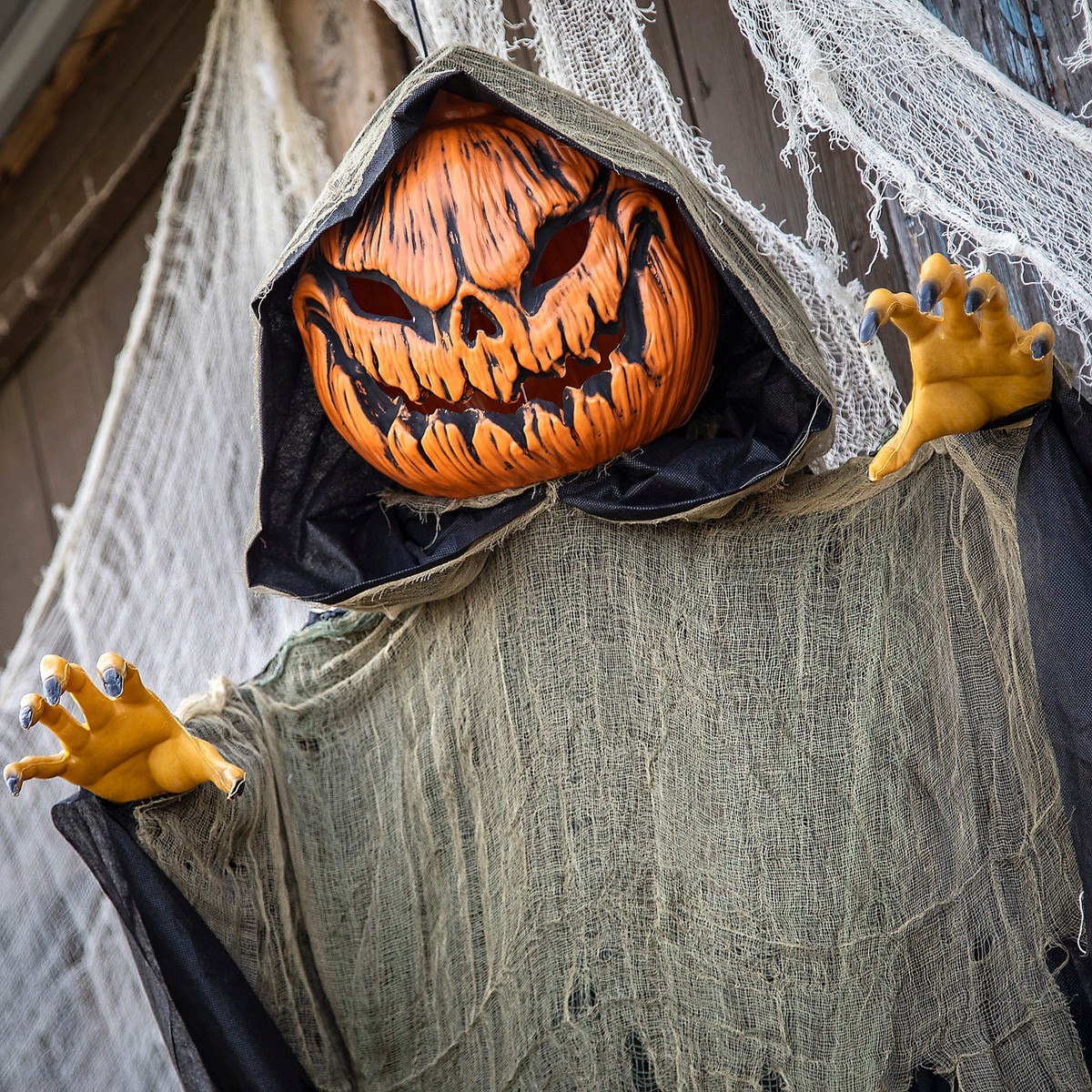 Morris Costumes 7 ft Light-Up Animated Big Pumpkin Head Man