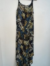 MSK Jumpsuit Women's Sz L Black/Teal Asymmetrical Genie Leg Flowy Relax Fit