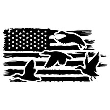 Distressed American Flag Duck Hunter Drake Hunting Decoy Decal Sticker 1