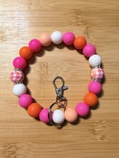 Silicone Beaded Wristlet- Pink, Orange, White, Multicolored