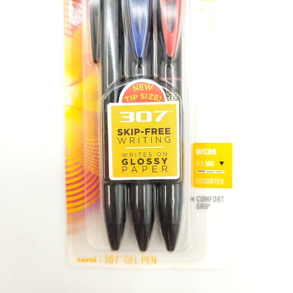 UNIBALL ASSORTED GEL PENS 1947085, 307 Skipfree Writing On Glossy