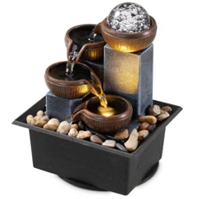 Tabletop Fountain 4 Level Tabletop Waterfall Meditation Fountain Indoor Founta..