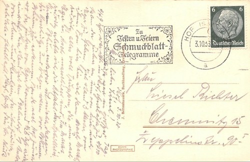 Hof a. d. Saale Ansicht Postkarte AK 1938 - Picture 2 of 2