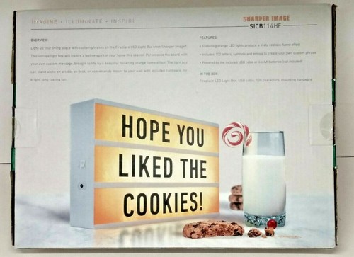SHARPER IMAGE Holiday FIREPLACE LED LIGHT BOX Make your own custom messages - Picture 2 of 5