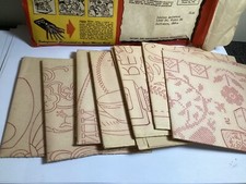 BIG LOT OF 9 PANELS OF HOT IRON-ON TRANSFERS FOR EMBROIDERY NEEDLEWORK 1940  s