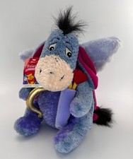 Disney Store Stuffed Winnie the Pooh Cupid Eeyore Plush Valentines Wings Bow