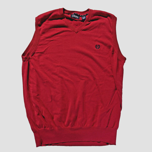 Chaps Ralph Lauren, Chaps Mens Red V-Neck Sweater Vest Size XLT Cotton 1990s Christmas Holiday