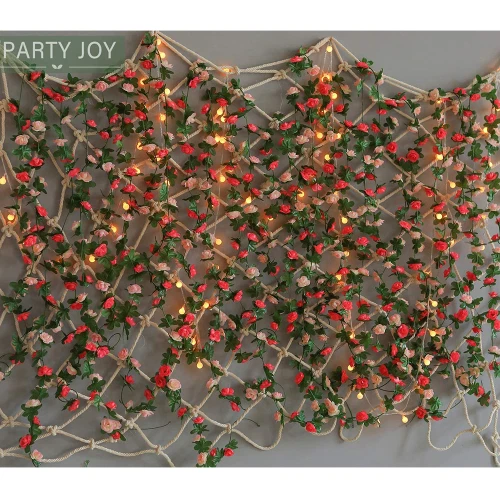 5件装2.55米假玫瑰藤人造花悬挂植物玫瑰常春藤家居装饰 — 第 2/4 张图片