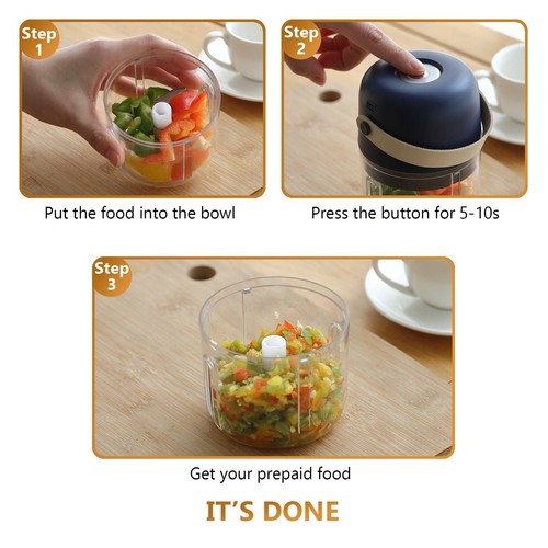 Electric Mini Garlic Chopper Meat Grinder Nut Fruit Vegetable Food Crusher 250ML - Picture 6 of 12