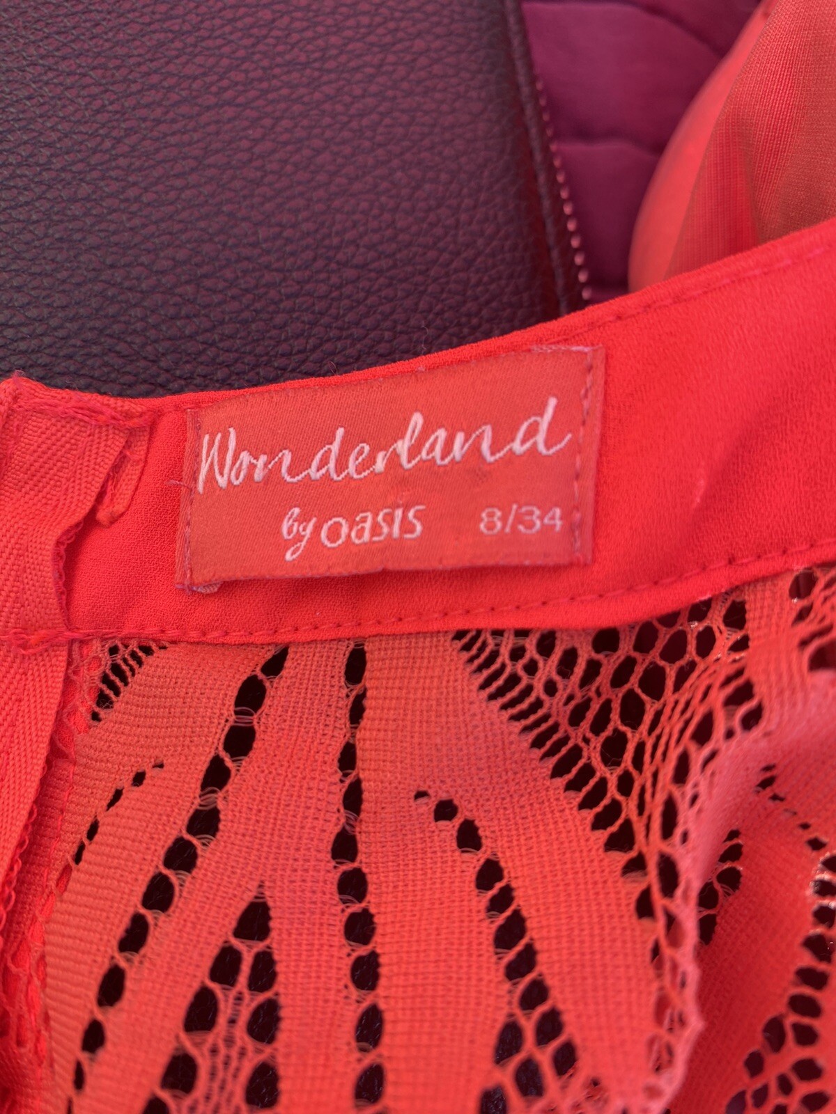 Super Condt. Bright coral 8 Oasis dress with lace back and cut out