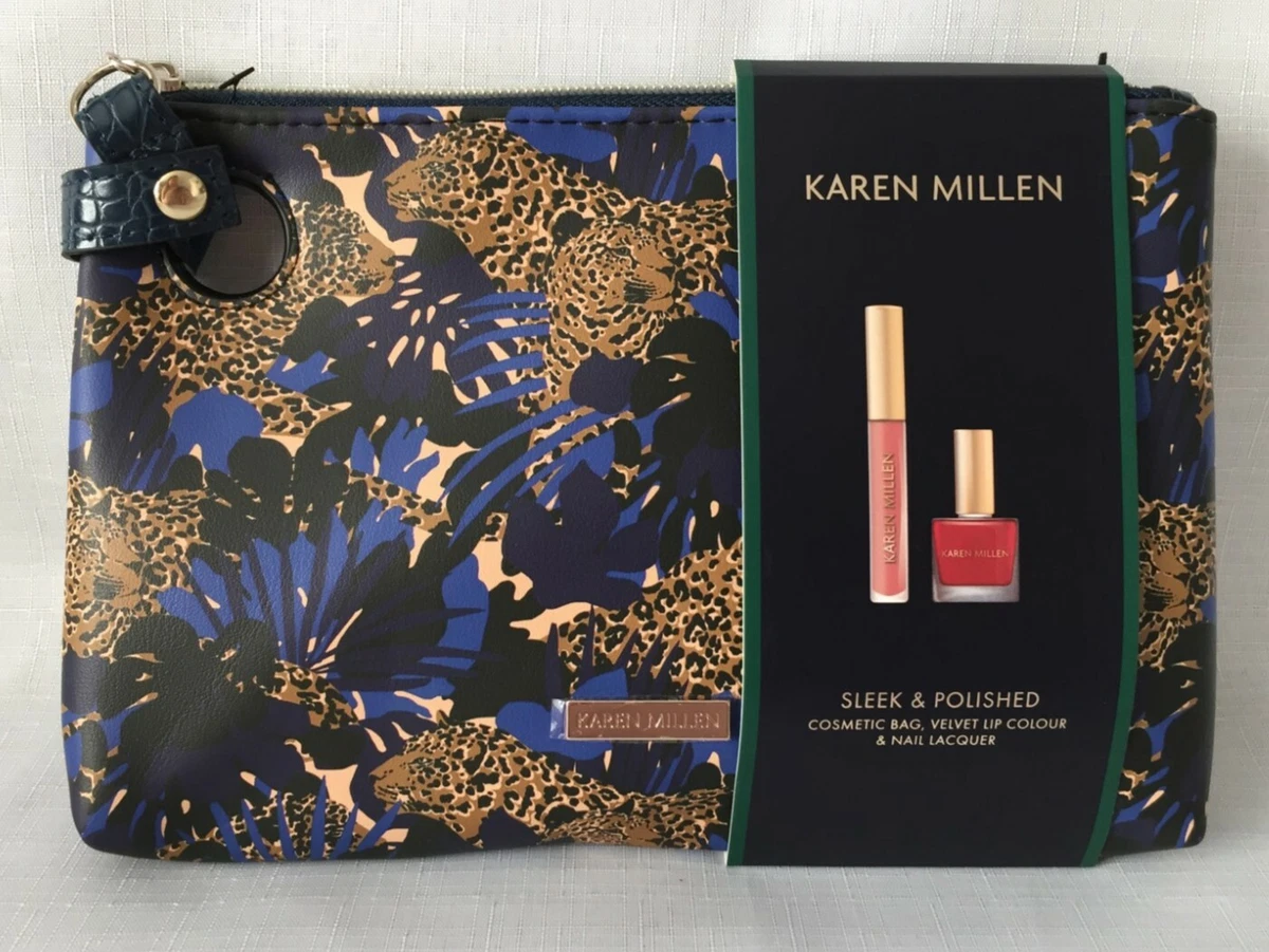 KAREN MILLEN Sleek Polished Cosmetic Clutch Handbag Lip Nail