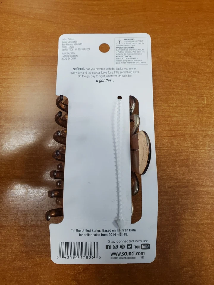 4 Pack: Scunci Extra Large Claw/Jaw Clip No-Slip Grip Tortoise Shell (8360)R8P8b - Image 3 of 3