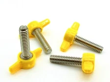 6mm x 16mm Thumb Screws Wing Knob Yellow Delrin Head 818 SS  200 per package