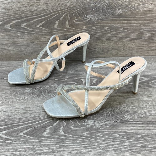 Jones New York Dress High Heel Shoes Sandals Tarona Silver Sparkle Slingback 11 - Picture 5 of 11
