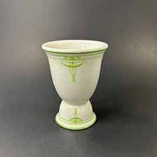 Ironstone Double Egg Cup with Lime Green Art Deco Design