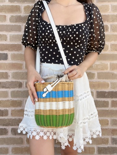 Kate Spade Buoy Wicker Medium Bucket Shoulder Crossbody Drawstring Bag - 第 4/6 張圖片