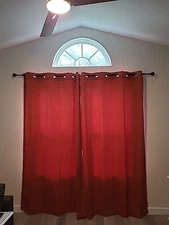 Curtain Dark Rust Burnt Orange Window Treatment Grommet Faux Linen Modern Decor