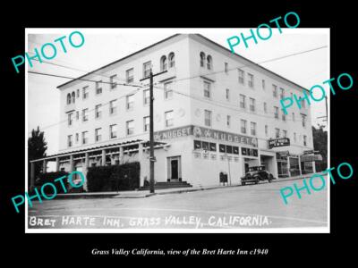 OLD POSTCARD SIZE PHOTO OF GRASS VALLEY CALIFORNIA THE BRET HARTE INN c1940