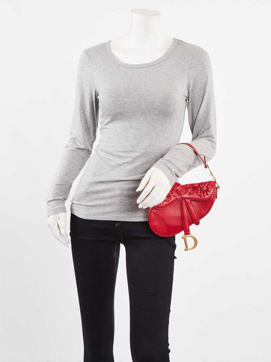 「赤」DIORリボンハート1ロール Christian Dior Red Leather Embroidered Flowers Mini Saddle | eBay