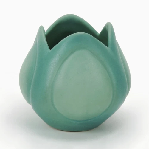 Van Briggle Pottery 3.5" turquoise tulip form vase Arts & Crafts Colorado Spgs