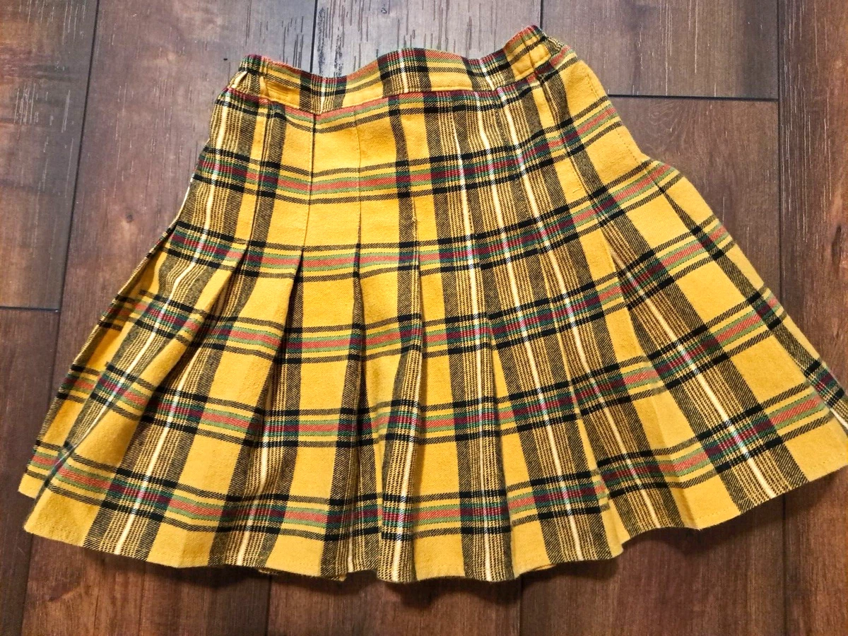 Plaid skirt black and clearance yellow