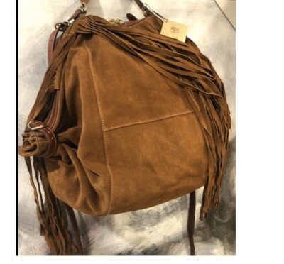 NWT - IL Bisonte TALAMONE Suede Fringe Backpack CONVERTIBLE  display picture 1