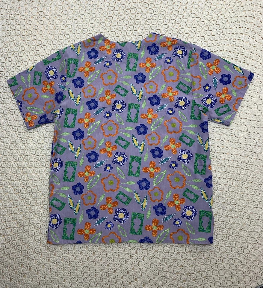 Scrubs Medical Uniform Top Womens 3XL Floral Short Sleeve V Neck Nurse Multicolr - Image 4 of 4