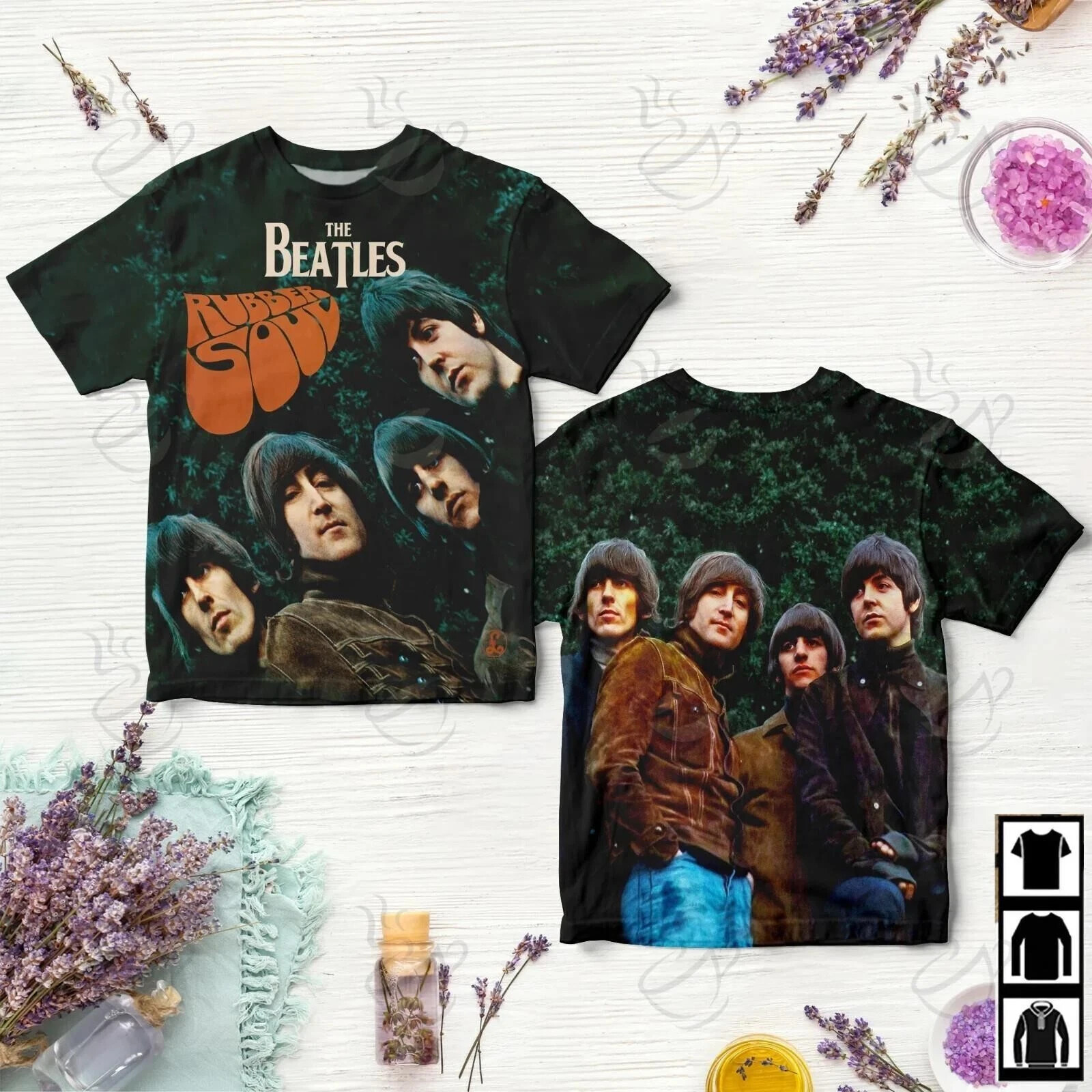 The Beatles Rubber Soul All Over Print T-Shirt for Men Sizes S-5XL Music Lover Gift