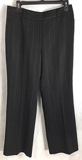Ann Taylor Virgin Wool Black Pants Striped Flat Front Ins 29" Size 6P