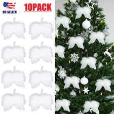 10PCS White Feather Angel Wings Christmas Tree Decorations Hanging Ornaments USA