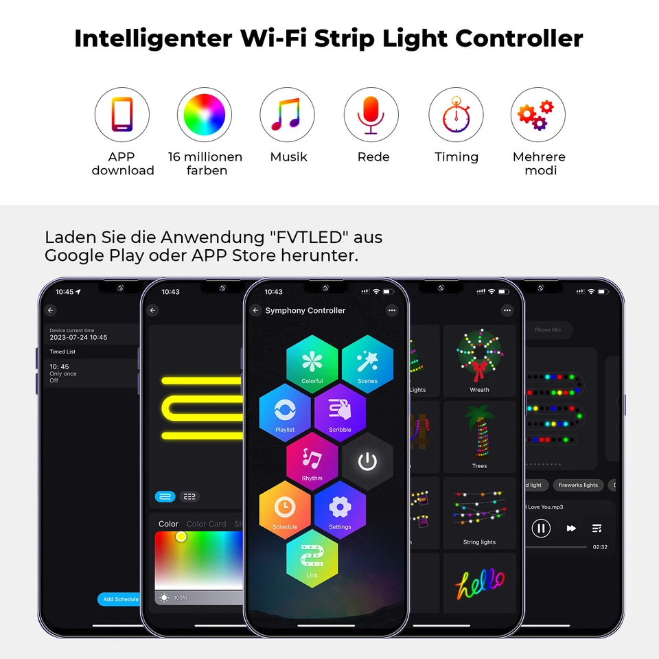 DC12V-24V WIFI/BT Music LED Controller Für WS2812B WS2811 RGB IC Pixel Stripe - Bild 3 von 4