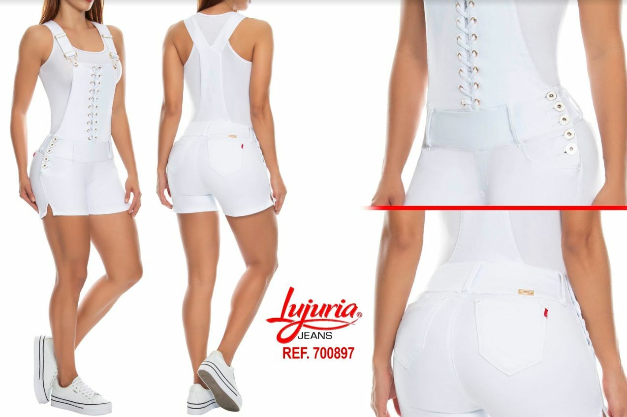 Colombianos Colombian Push Up Overalls Levanta Cola White 3