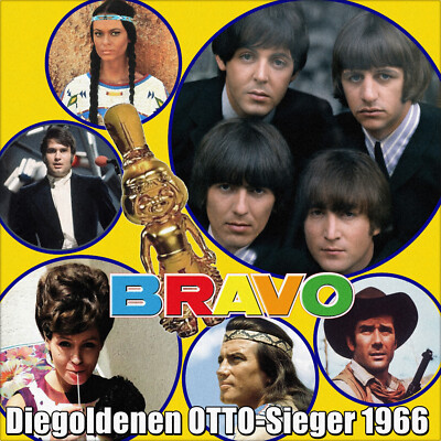 2x Repro Photo BRAVO Goldenen OTTO-Sieger 1966 BEATLES / MANUELA 7'' Size 18x18cm
