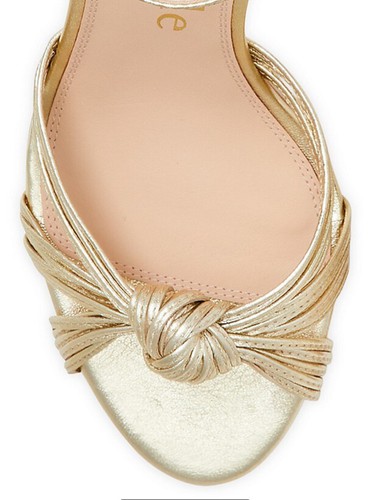 Kate Spade Happy Hour GOLD Ankle Strap Heels Cocktail Novelty Shoe Size 6.5 - Picture 5 of 8