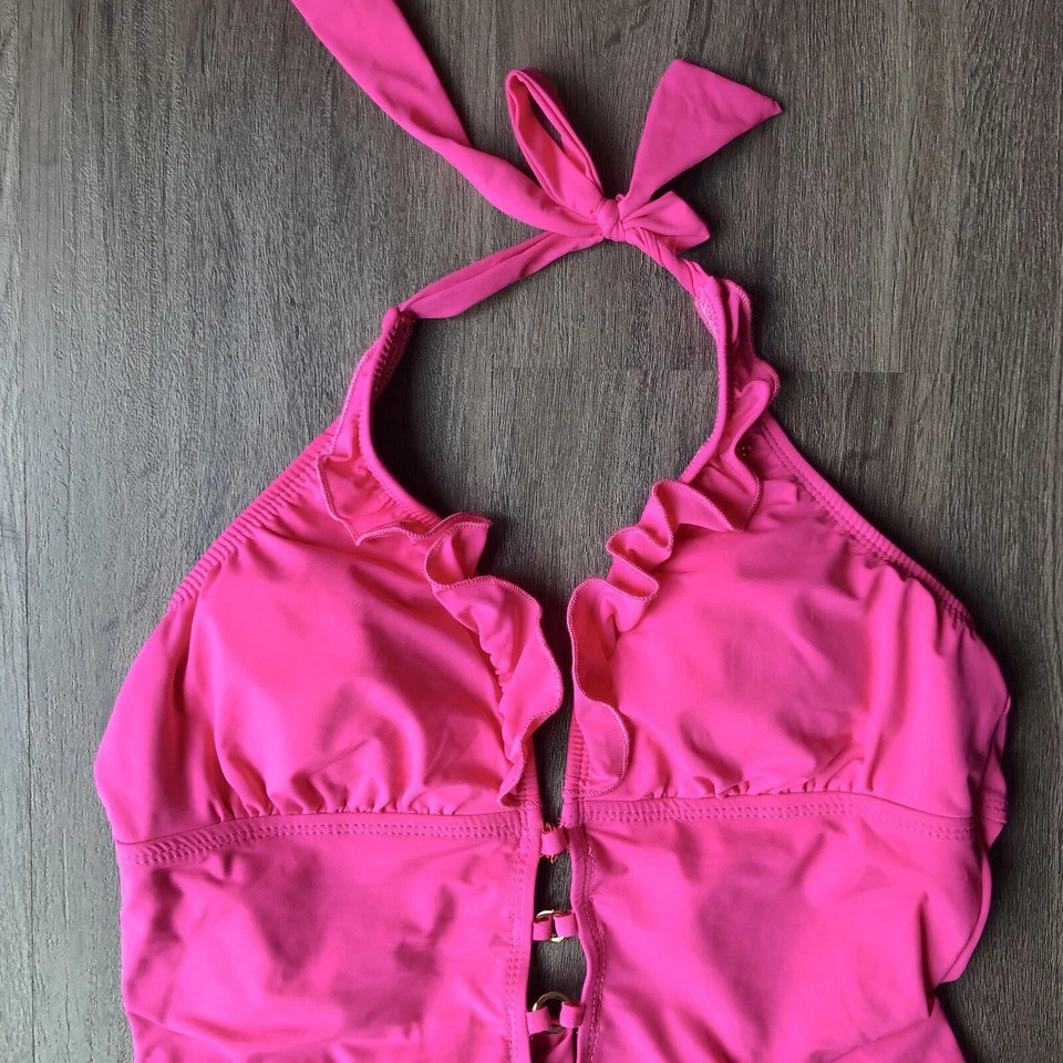 Traje de baño Guess de una pieza talla grande rosa intenso nuevo con etiquetas volantes de inmersión Barbiecore Foto 3 de 4