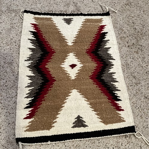 Vintage Navajo Rug Wool Weaving Lightning Bolt Cloud Design Blanket - 第 1/19 張圖片
