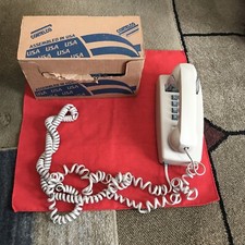 Vintage Cortelco Wall Mount Push Button Phone Beige Made In USA 255444 VBA