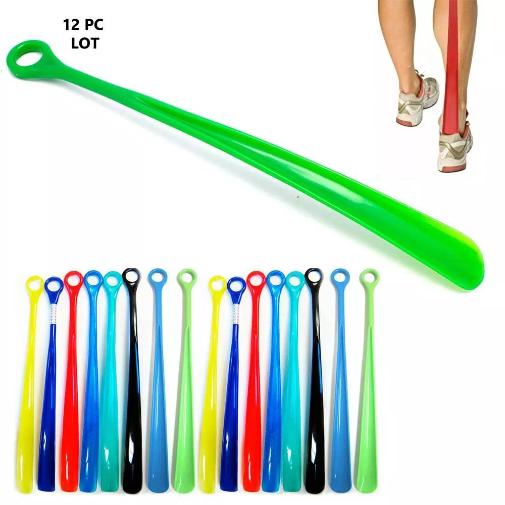 Lot of 12 PC Plastic Shoehorn Long Jumbo Horn Handle Flexible 18.5