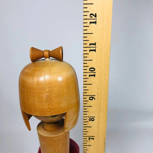 Figura Muñeca Geisha Madera Kokeshi Japonesa Vintage Diseño Floral Japón 11" - Imagen 11 de 12