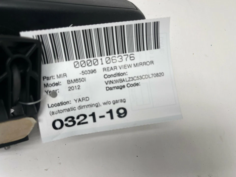 BMW 650I 2012 techo superior distancia espejo retrovisor atenuación automática OEM Foto 3 de 3