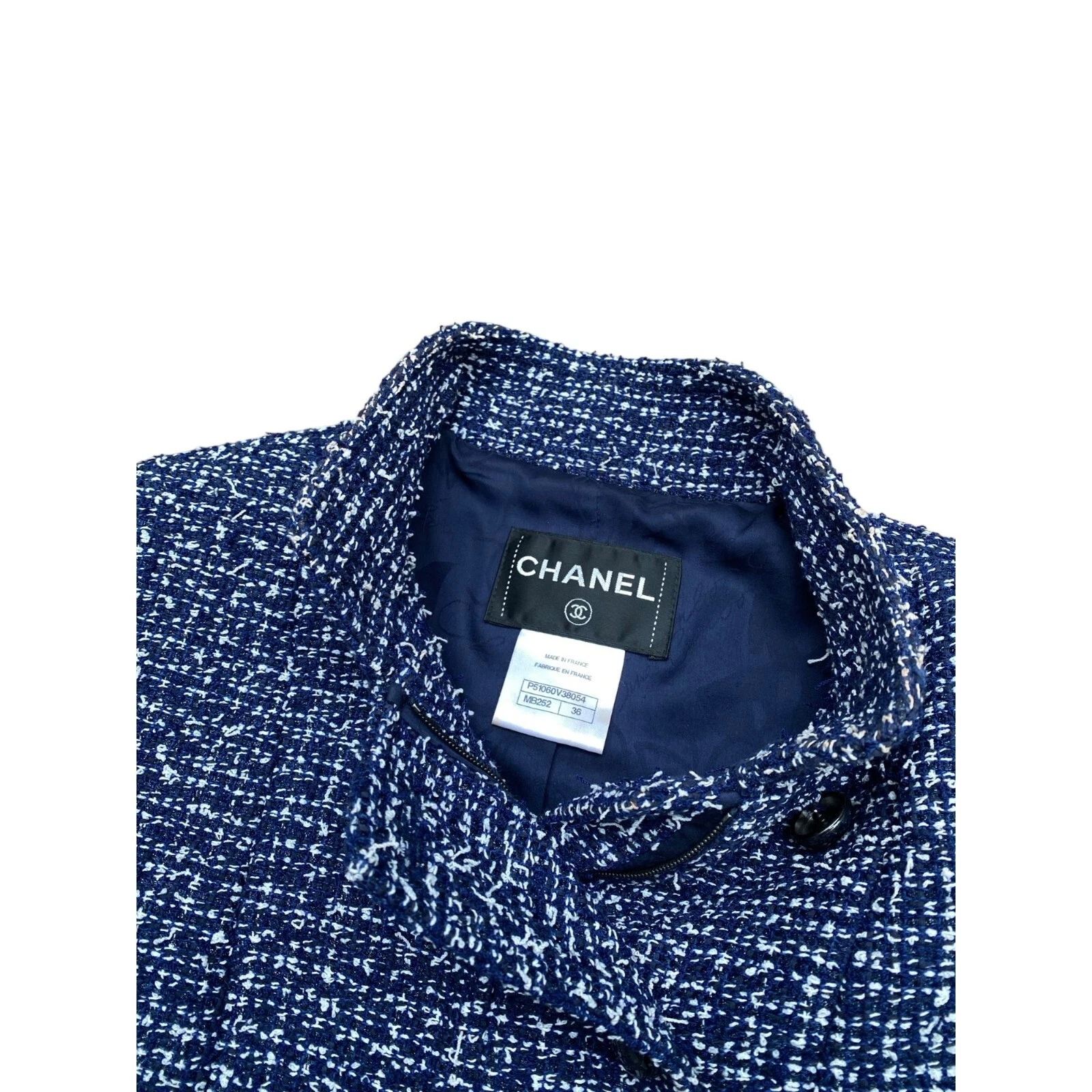 Giacca in tweed blu navy Chanel taglia 36 S