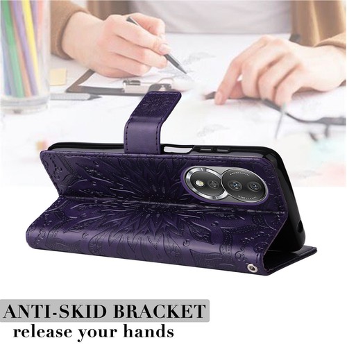 Flower Leather Card Wallet Phone Case for Huawei Honor 80 70 50 X7 X8 X9 X30 X6 - Picture 8 of 20